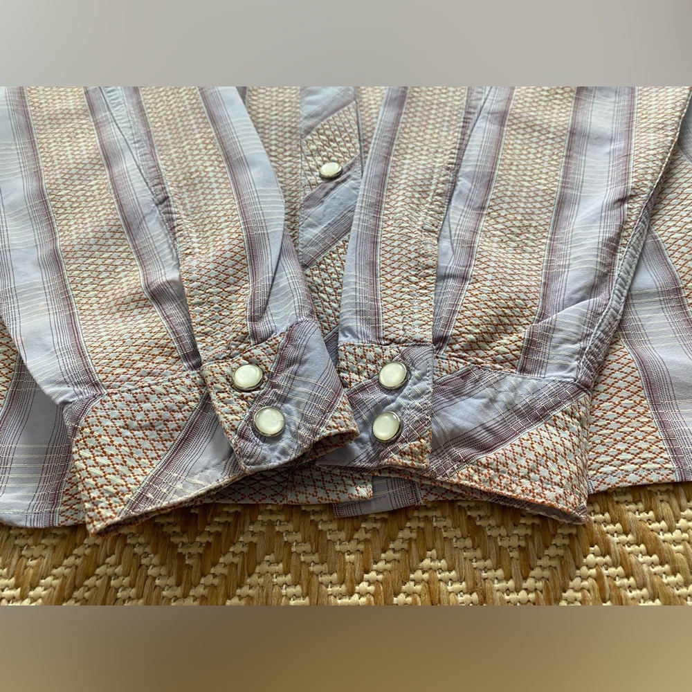 Patagonia Drifter Western Pearl Snap Button Lavender Plaid Shirt Women's Large - Picture 8 of 16